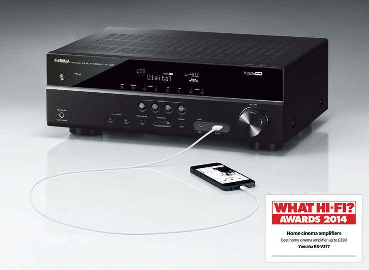 w88win优德5.1声道家庭影院收音扩音机RX-V377 荣获2014年度What Hi-Fi?五星评价大奖